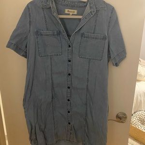 Super cute denim mini dress with pockets